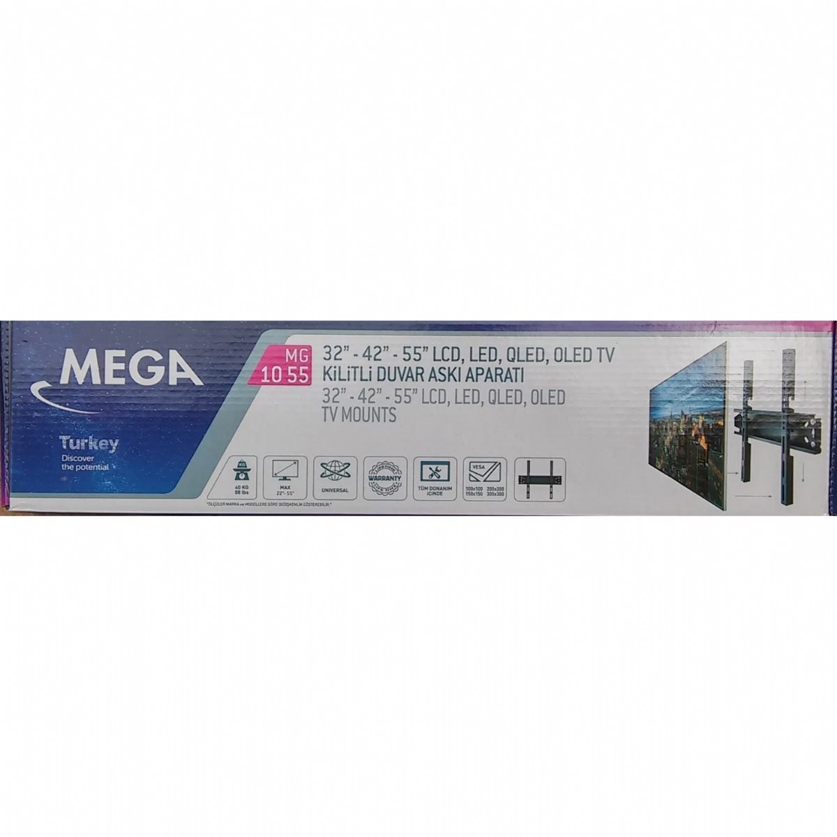 MG1055 MEGA 32''-42''-55'' SABİT DUVAR ASKI APARATI BOY (41,5 CM)