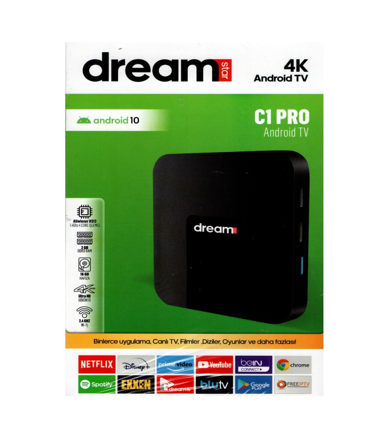 DREAMSTAR C1 PRO 4K ANDROID TV 2GB RAM 16GB HAFIZA HD TV BOX UYDU ALICISI