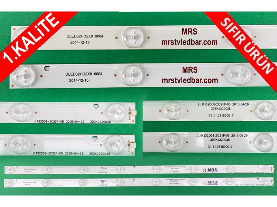 DLED32HD2X8, DLED32HD2X8 0004, AWOX 3282 PANEL LED TAKIM 2 ADET, AWOX AWX3282, KJ32D08-ZC21F-05, SJ.HZ.D3200801-2835AS-F, 108V22T06-D-150616, PN:303KJ320038 56.5 Cm 8 Ledli 32" 3VOLT